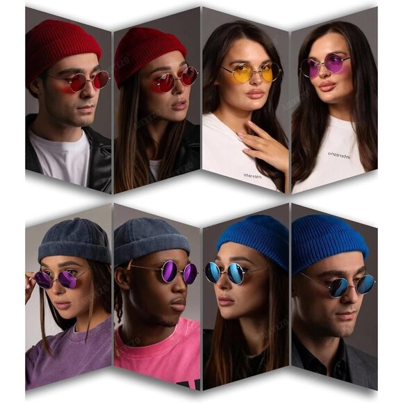 Retro Round Sunglasses Stainless Steel Polarized Vintage Small Shades main image 6